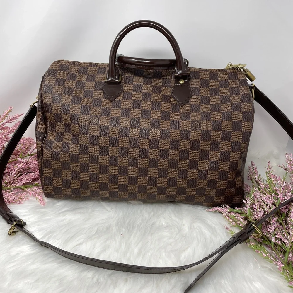 114 Pre Owned Authentic Louis Vuitton Damier Ebene Speedy 35 Bandouliere SP1144 - Picture 1 of 16